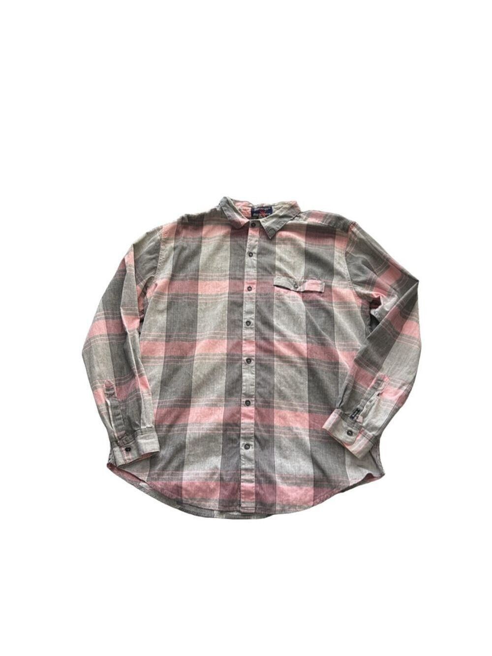 Revenge Shirtmakers Plaid Button Down Shirt Mens Medium Cotton Pink Gray